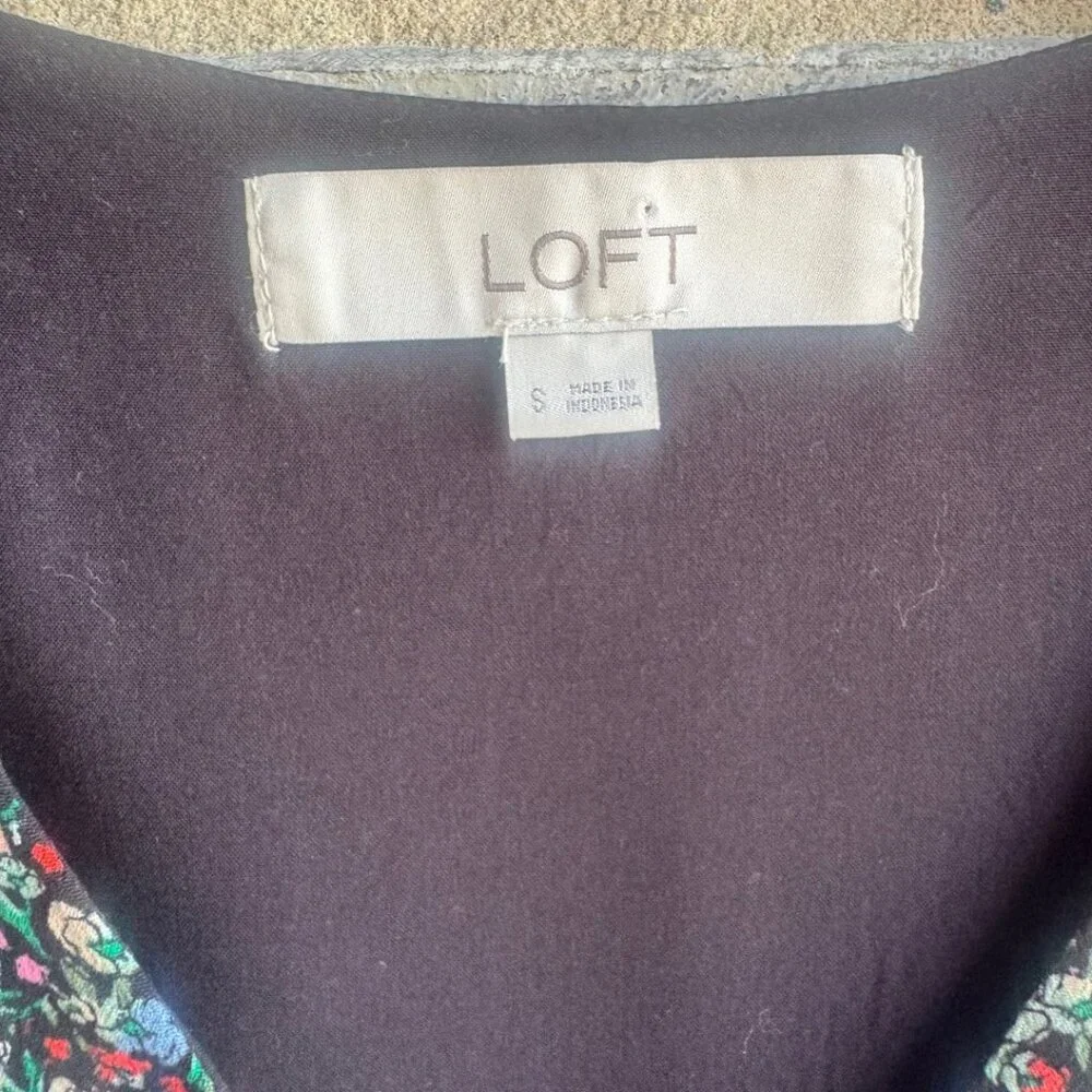 Loft Ruffle 3/4 Sleeve V-Neck Wrap Floral Skort Dress Women's Size S